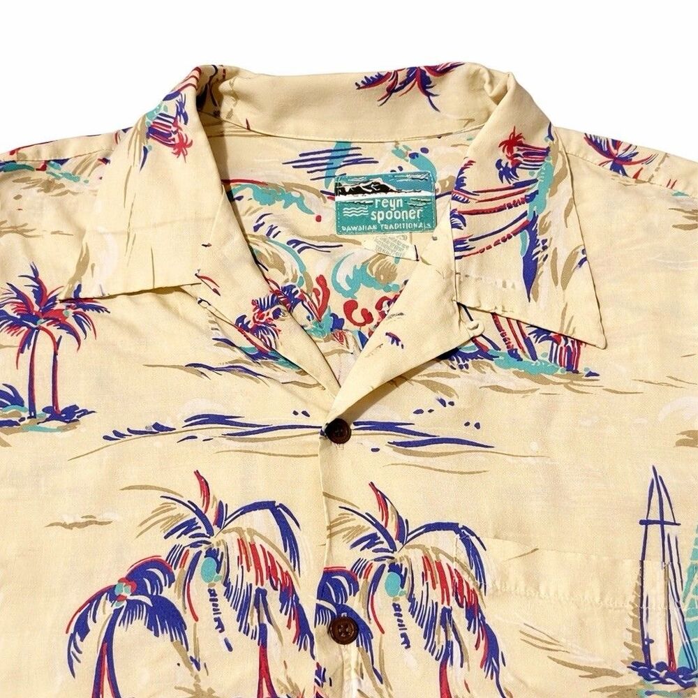 Vintage Reyn Spooner Hawaiian Traditions Shirt Mens L 100% Rayon Tropical Aloha - Picture 2 of 4